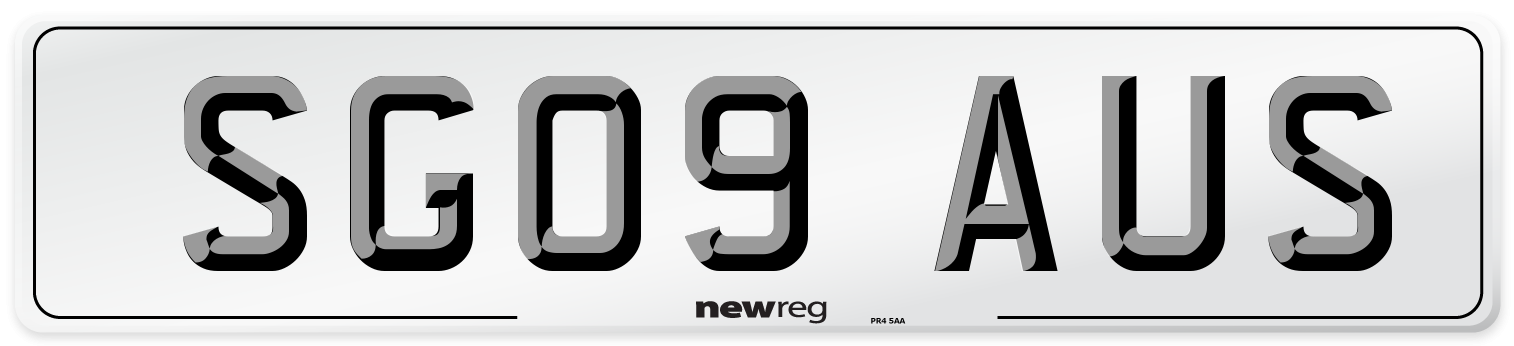 SG09 AUS Number Plate from New Reg